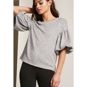 NWT Forever 21 Balloon Puff Sleeve Knit Shirt